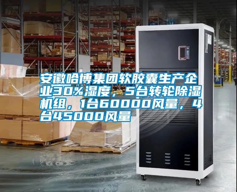 安徽哈博集團軟膠囊生產(chǎn)企業(yè)30%濕度，5臺轉(zhuǎn)輪除濕機組，1臺60000風量，4臺45000風量