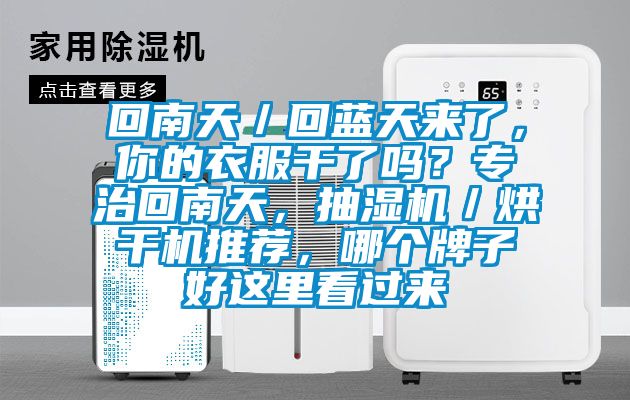 回南天／回藍天來了，你的衣服干了嗎？專治回南天，抽濕機／烘干機推薦，哪個牌子好這里看過來